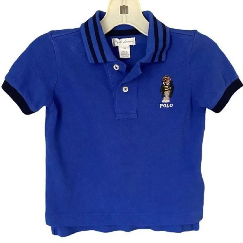 Ralph Lauren polo embroidered polo university, bear polo shirt, size 12 months